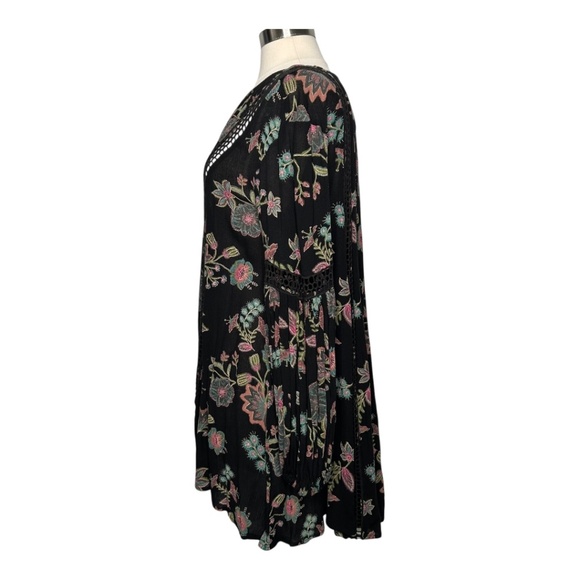 Free People Just The Two Of Us Floral Boho Tunic Top Black Small - Picture 4 of 10